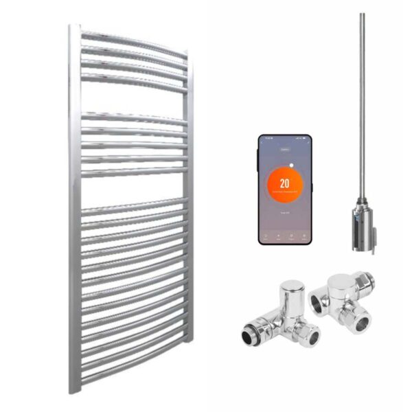 Bray Curved Chrome | Dual Fuel Towel Rail with Thermostat, Timer + WiFi Control Best Quality & Price, Energy Saving / Economic To Run Buy Online From Adax SolAire UK Shop 9