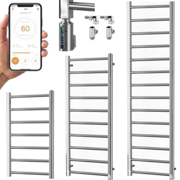 Alpine Chrome | Dual Fuel Towel Rail with Thermostat, Timer + WiFi Control Best Quality & Price, Energy Saving / Economic To Run Buy Online From Adax SolAire UK Shop 2