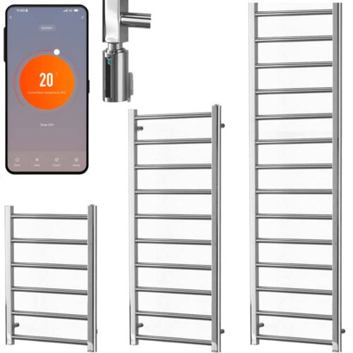 Alpine Chrome | Smart Electric Towel Rail with Thermostat, Timer + WiFi Control Best Quality & Price, Energy Saving / Economic To Run Buy Online From Adax SolAire UK Shop