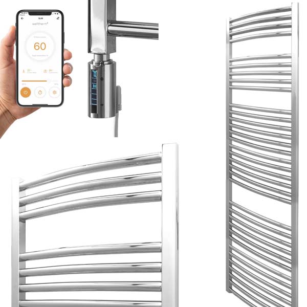 Bray Curved Chrome | Smart Electric Towel Rail with Thermostat, Timer + WiFi Control Best Quality & Price, Energy Saving / Economic To Run Buy Online From Adax SolAire UK Shop 14