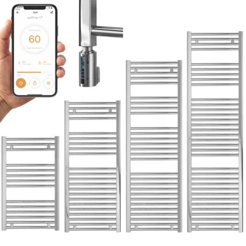 Bray Straight Chrome | Smart Electric Towel Rail with Thermostat, Timer + WiFi Control Best Quality & Price, Energy Saving / Economic To Run Buy Online From Adax SolAire UK Shop 2
