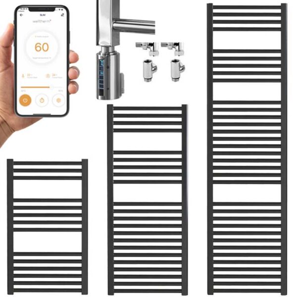 Bray Black | Dual Fuel Towel Rail with Thermostat, Timer + WiFi Control Best Quality & Price, Energy Saving / Economic To Run Buy Online From Adax SolAire UK Shop 14