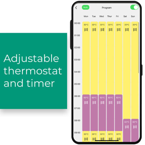 Bray Straight White | Dual Fuel Towel Rail with Thermostat, Timer + WiFi Control Best Quality & Price, Energy Saving / Economic To Run Buy Online From Adax SolAire UK Shop 16