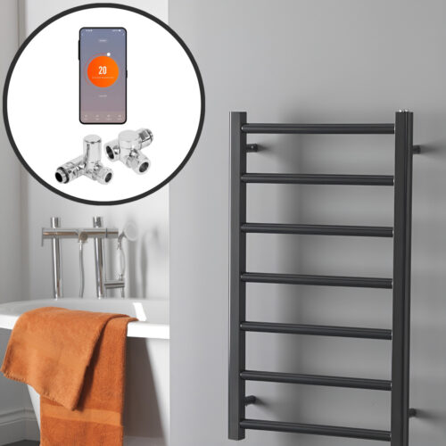 Alpine Anthracite | Dual Fuel Towel Rail with Thermostat, Timer + WiFi Control Best Quality & Price, Energy Saving / Economic To Run Buy Online From Adax SolAire UK Shop