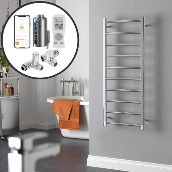 Alpine Chrome | Dual Fuel Towel Rail with Thermostat, Timer + WiFi Control Best Quality & Price, Energy Saving / Economic To Run Buy Online From Adax SolAire UK Shop 3