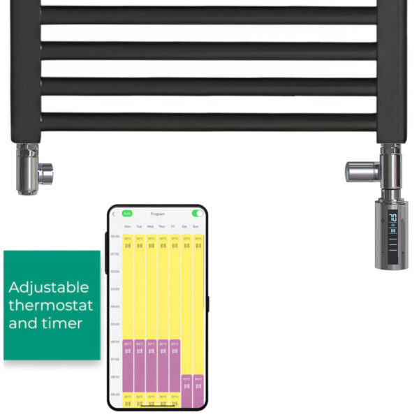 Bray Black | Dual Fuel Towel Rail with Thermostat, Timer + WiFi Control Best Quality & Price, Energy Saving / Economic To Run Buy Online From Adax SolAire UK Shop 19