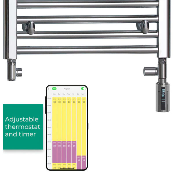 Bray Straight Chrome | Dual Fuel Towel Rail with Thermostat, Timer + WiFi Control Best Quality & Price, Energy Saving / Economic To Run Buy Online From Adax SolAire UK Shop 20