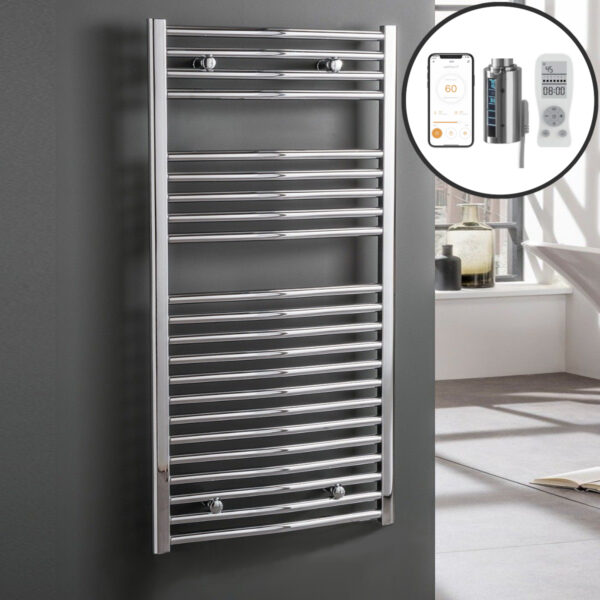 Bray Curved Chrome | Smart Electric Towel Rail with Thermostat, Timer + WiFi Control Best Quality & Price, Energy Saving / Economic To Run Buy Online From Adax SolAire UK Shop 3