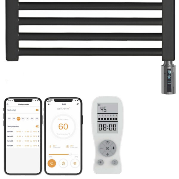 Bray Straight Black | Smart Electric Towel Rail with Thermostat, Timer + WiFi Control Best Quality & Price, Energy Saving / Economic To Run Buy Online From Adax SolAire UK Shop 5