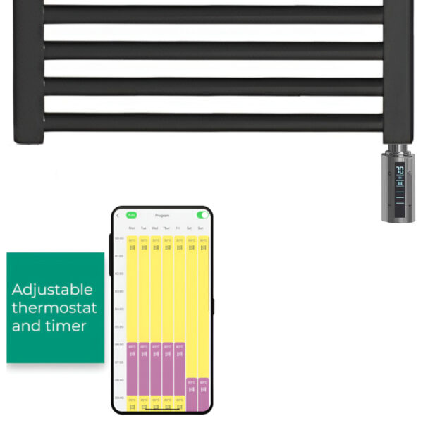 Bray Straight Black | Smart Electric Towel Rail with Thermostat, Timer + WiFi Control Best Quality & Price, Energy Saving / Economic To Run Buy Online From Adax SolAire UK Shop 27