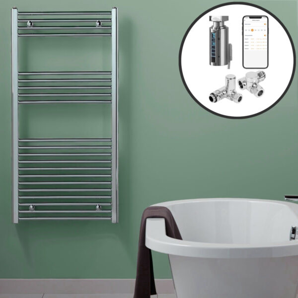 Bray Straight Chrome | Dual Fuel Towel Rail with Thermostat, Timer + WiFi Control Best Quality & Price, Energy Saving / Economic To Run Buy Online From Adax SolAire UK Shop 15