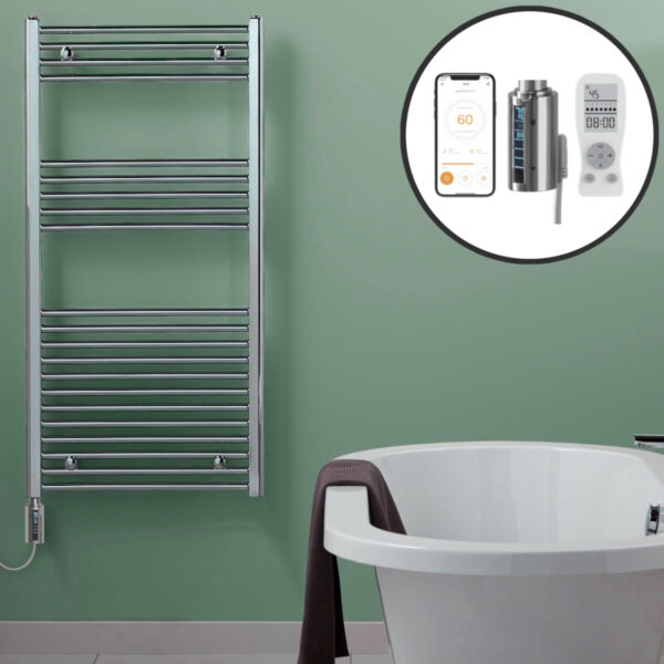 Bray Straight Chrome | Smart Electric Towel Rail with Thermostat, Timer + WiFi Control Best Quality & Price, Energy Saving / Economic To Run Buy Online From Adax SolAire UK Shop 3