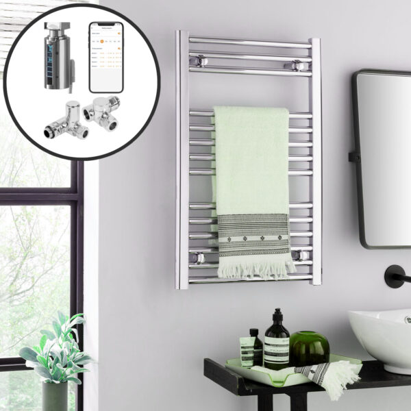 Bray Straight Chrome | Dual Fuel Towel Rail with Thermostat, Timer + WiFi Control Best Quality & Price, Energy Saving / Economic To Run Buy Online From Adax SolAire UK Shop 4
