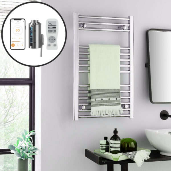Bray Straight Chrome | Smart Electric Towel Rail with Thermostat, Timer + WiFi Control Best Quality & Price, Energy Saving / Economic To Run Buy Online From Adax SolAire UK Shop 21