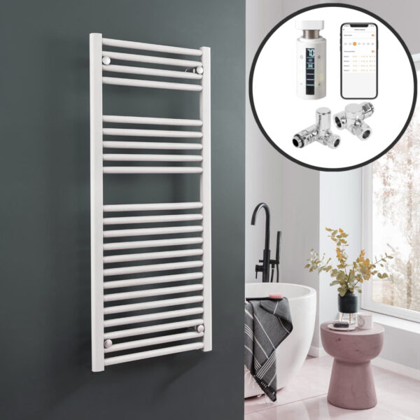 Bray Straight White | Dual Fuel Towel Rail with Thermostat, Timer + WiFi Control Best Quality & Price, Energy Saving / Economic To Run Buy Online From Adax SolAire UK Shop 19