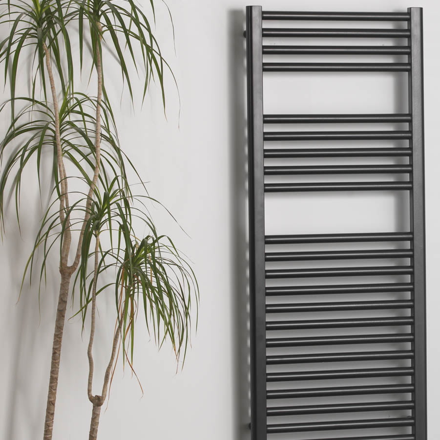 Bray Straight Black | Smart Electric Towel Rail with Thermostat, Timer + WiFi Control Best Quality & Price, Energy Saving / Economic To Run Buy Online From Adax SolAire UK Shop 24