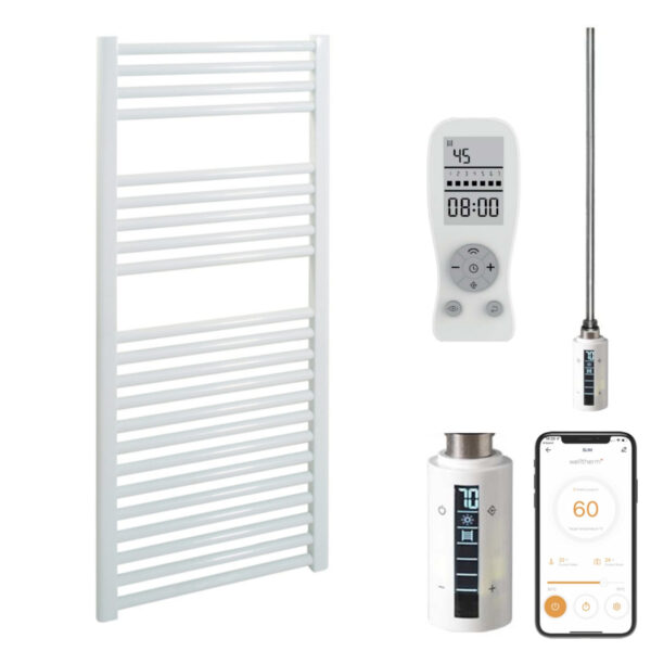 Bray Straight White | Smart Electric Towel Rail with Thermostat, Timer + WiFi Control Best Quality & Price, Energy Saving / Economic To Run Buy Online From Adax SolAire UK Shop 4