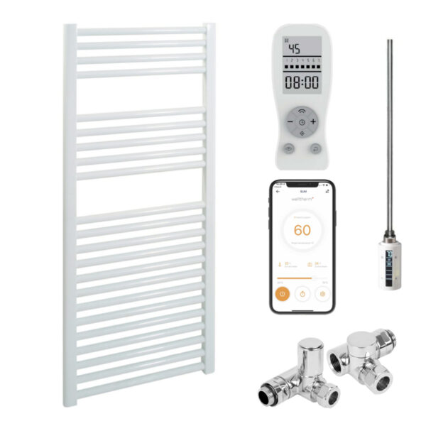 Bray Straight White | Dual Fuel Towel Rail with Thermostat, Timer + WiFi Control Best Quality & Price, Energy Saving / Economic To Run Buy Online From Adax SolAire UK Shop 5