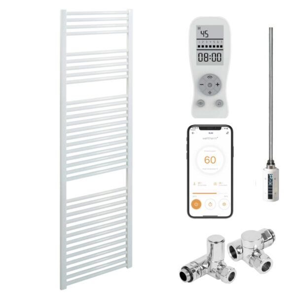Bray Straight White | Dual Fuel Towel Rail with Thermostat, Timer + WiFi Control Best Quality & Price, Energy Saving / Economic To Run Buy Online From Adax SolAire UK Shop 7