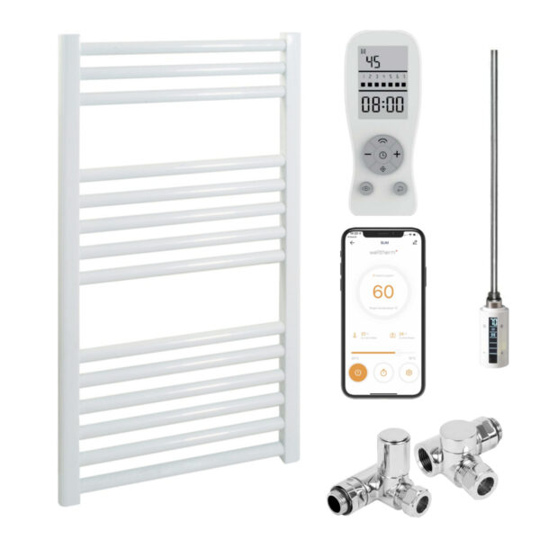 Bray Straight White | Dual Fuel Towel Rail with Thermostat, Timer + WiFi Control Best Quality & Price, Energy Saving / Economic To Run Buy Online From Adax SolAire UK Shop 6