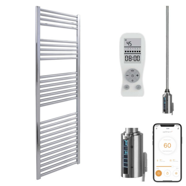 Bray Straight Chrome | Smart Electric Towel Rail with Thermostat, Timer + WiFi Control Best Quality & Price, Energy Saving / Economic To Run Buy Online From Adax SolAire UK Shop 7