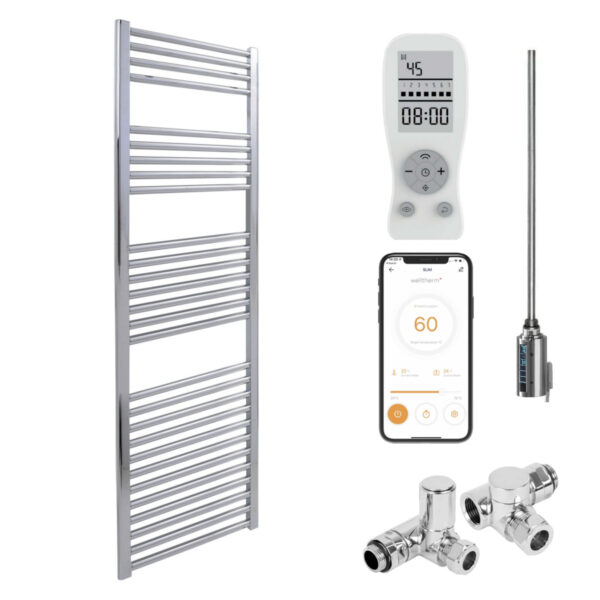 Bray Straight Chrome | Dual Fuel Towel Rail with Thermostat, Timer + WiFi Control Best Quality & Price, Energy Saving / Economic To Run Buy Online From Adax SolAire UK Shop 8