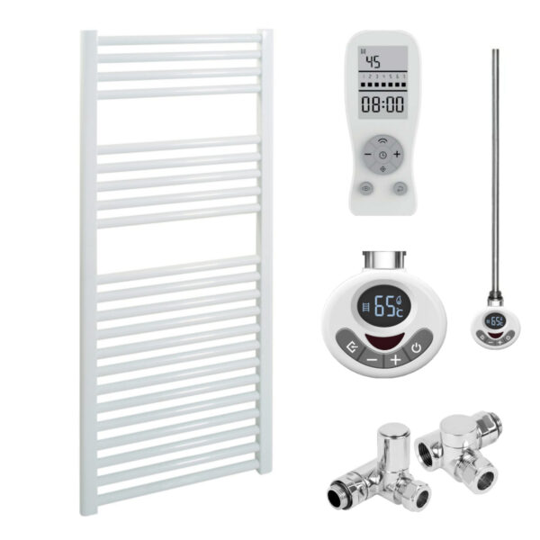 Bray Straight Heated Towel Rail / Warmer, White – Dual Fuel, Thermostat + Timer Best Quality & Price, Energy Saving / Economic To Run Buy Online From Adax SolAire UK Shop 12