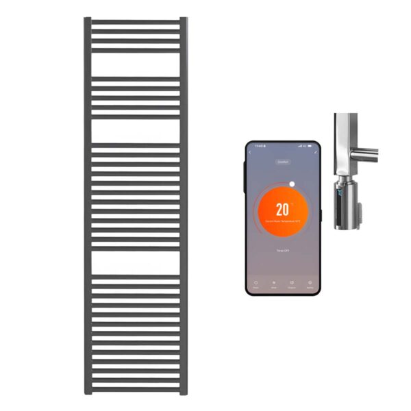 Bray Straight Anthracite Heated Towel Rail – WiFi Control, Thermostat and Timer Best Quality & Price, Energy Saving / Economic To Run Buy Online From Adax SolAire UK Shop 7