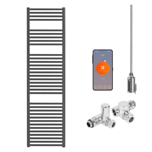 Bray Black | Dual Fuel Towel Rail with Thermostat, Timer + WiFi Control Best Quality & Price, Energy Saving / Economic To Run Buy Online From Adax SolAire UK Shop