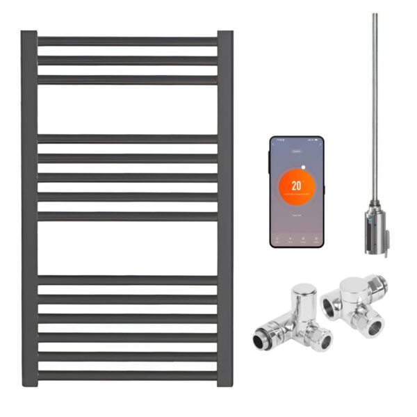 Bray Dual Fuel Wifi Heated Towel Rail + Thermostat, Timer, Straight Anthracite Best Quality & Price, Energy Saving / Economic To Run Buy Online From Adax SolAire UK Shop 11