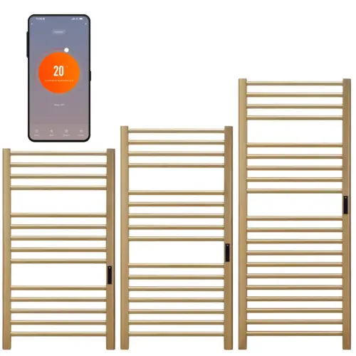 Sulby Brass Copper Colour Stainless Steel Towel Rail Electric WiFi Thermostat Timer 1