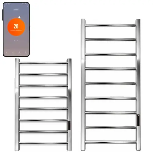 SolAire Alpine Polished Stainless Steel Dry Electric Towel Rail with Thermostat Timer and WiFi